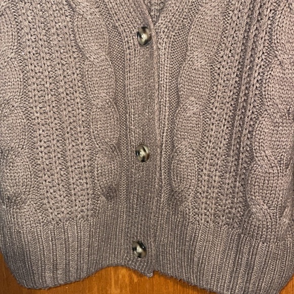 •SO•BROWN BOHO CHUNKY CABLE KNIT 3-BUTTON V NECK CARDIGAN SIZE LARGE EUC - Picture 6 of 8